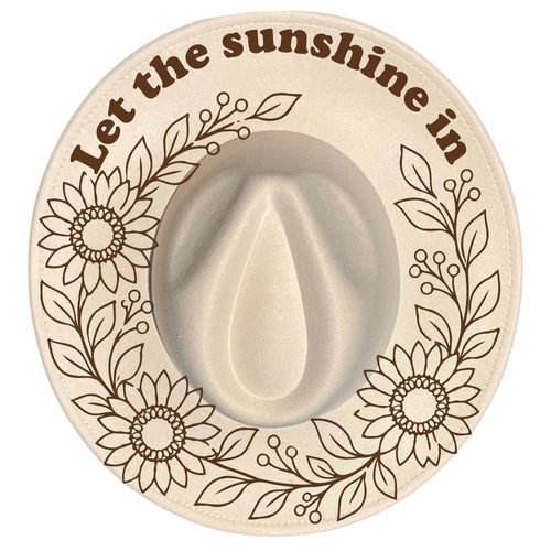 Let The Sunshine In design on a wide brim hat