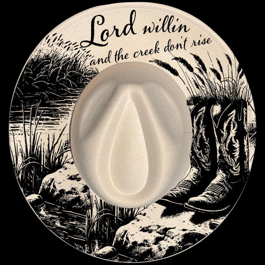 Lord Willin' Wide Brim Hat Burning Design PNG SVG