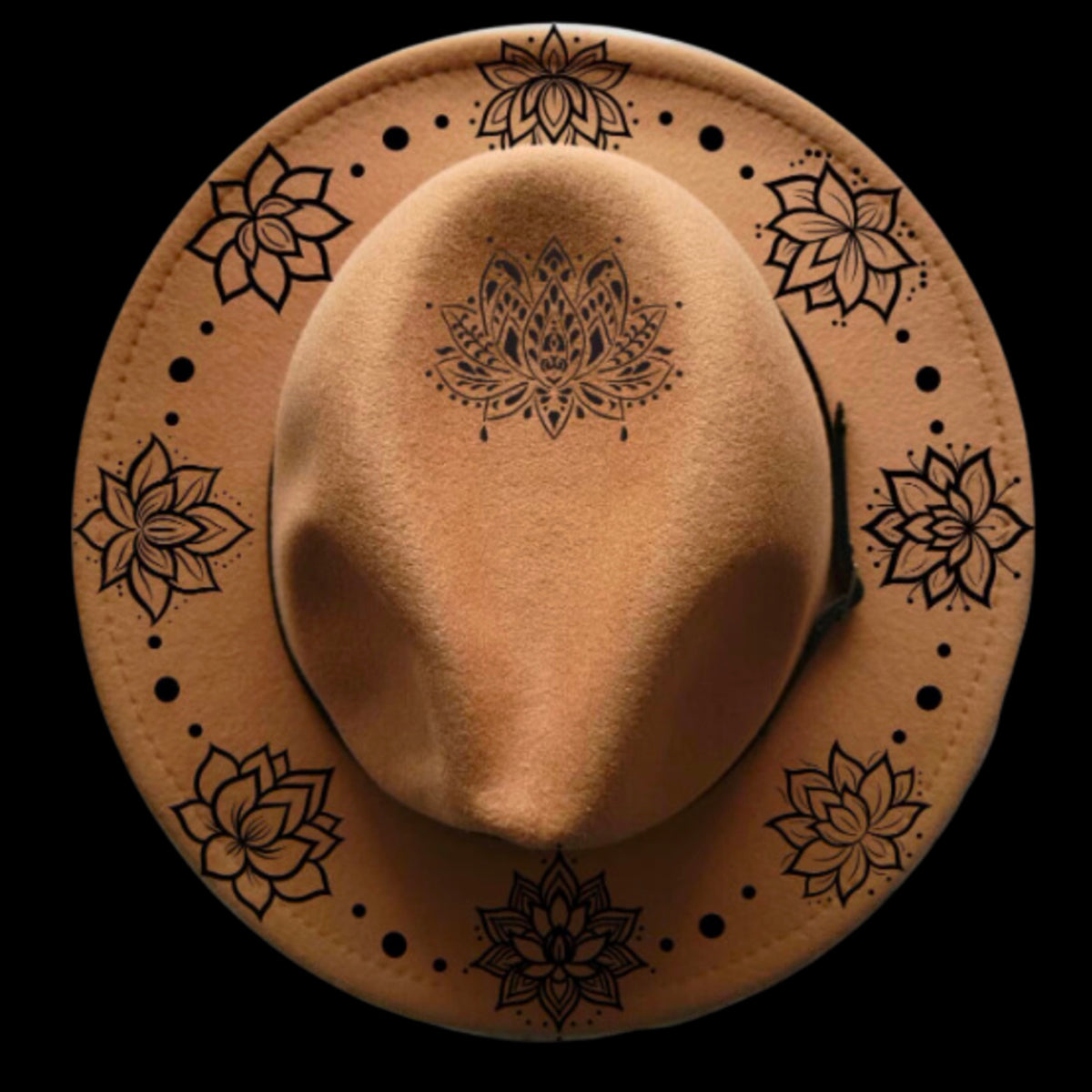 Lotus flowers on a narrow brim hat