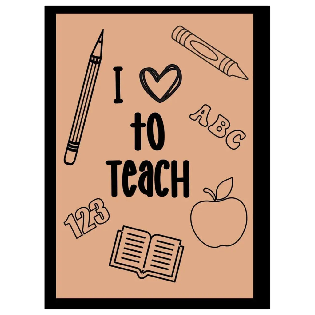 Journal cover with 'I ❤️ to Teach' text and educational icons on a beige background.