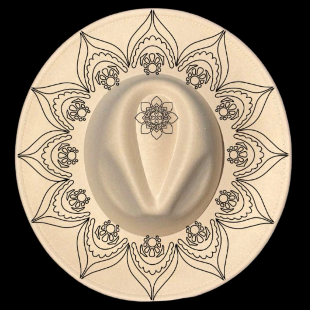 Mandala design on a wide brim hat