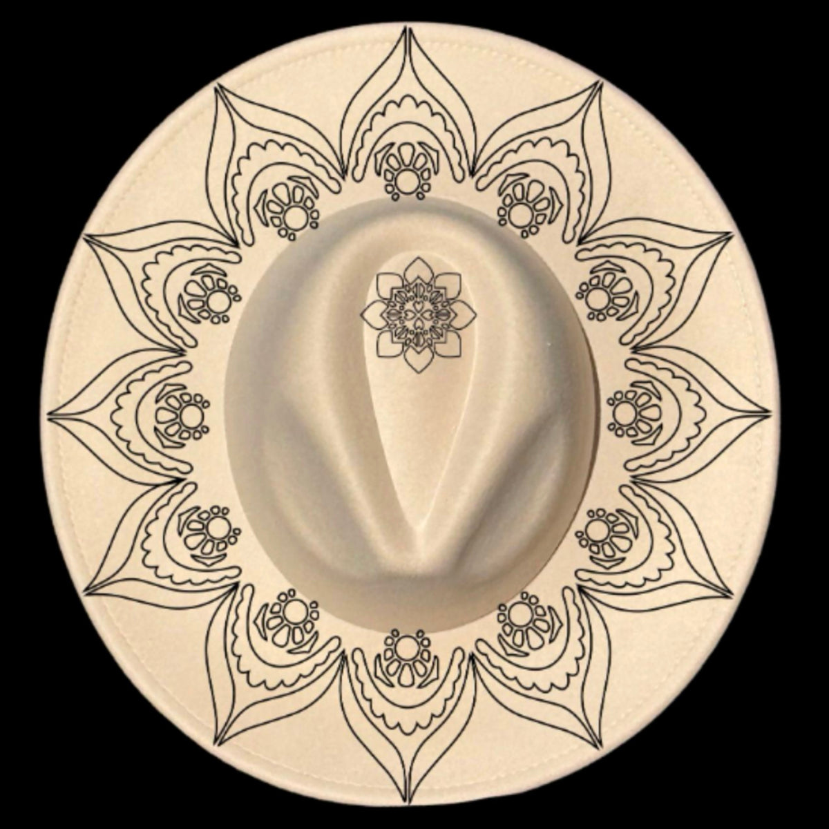 Mandala design on a wide brim hat