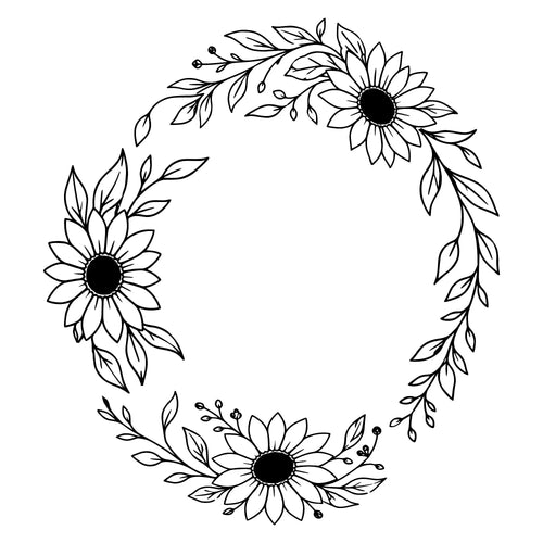 Mexican flowers arranged as a floral wreath design