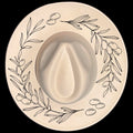 Olive Branches burned hat burning design on a wide brim hat