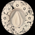 Poppies And Roses burned hat burning design on a wide brim hat