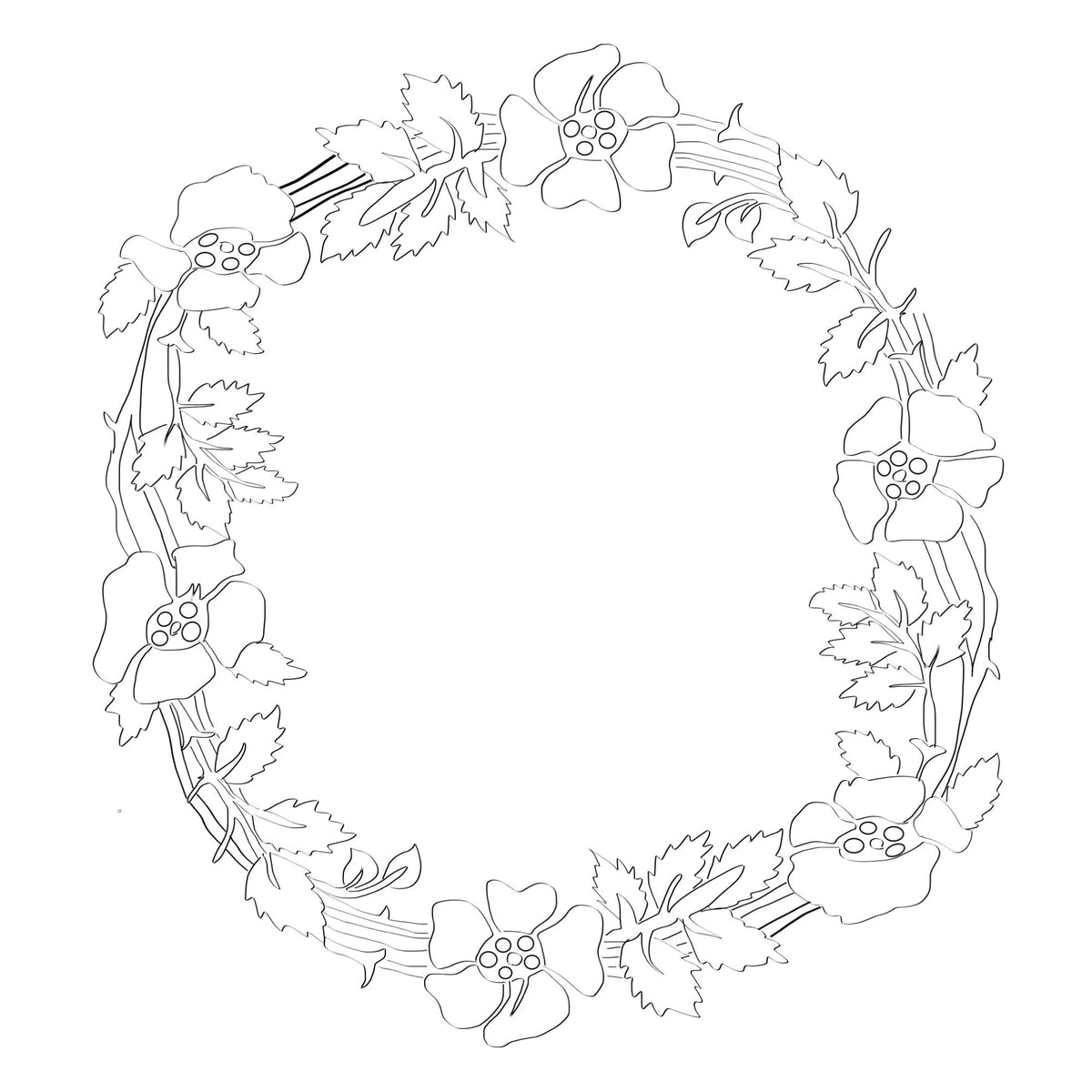 Poppy Wreath hat burning design for wide brim hats.