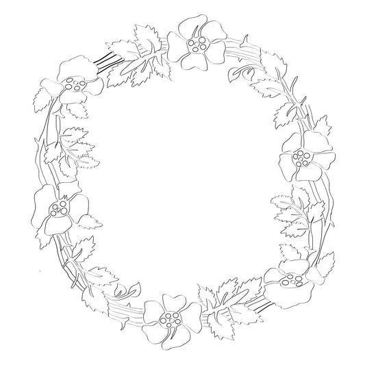 Poppy Wreath hat burning design for wide brim hats.