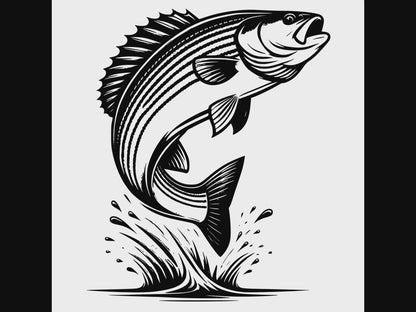 Striped Bass Fish Silhouette Graphic Design PNG