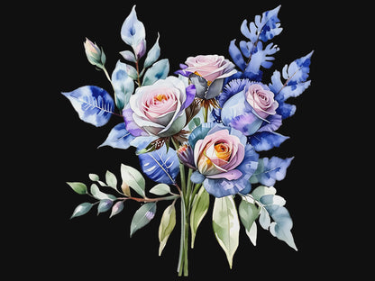 10 Blue Floral Bouquets Graphic Design PNG