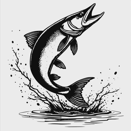 Muskie fish silhouette digital design product video