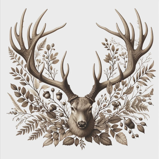 Woodland floral deer antlers video