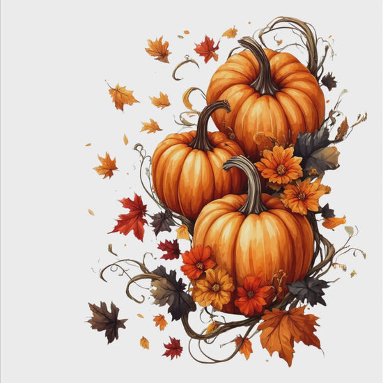 Pumpkins With Fall Leaves digital design product video