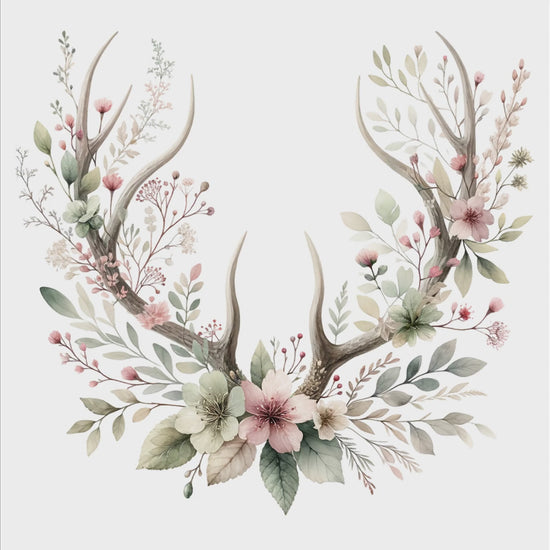 Floral deer antlers design video