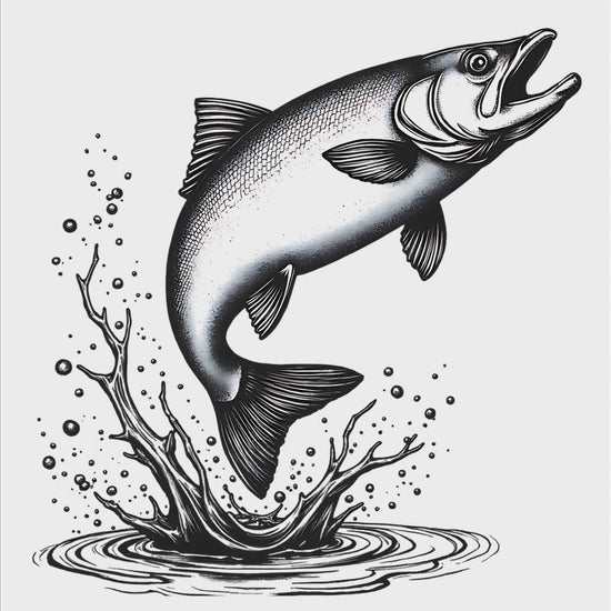 Salmon leaping silhouette digital design product video