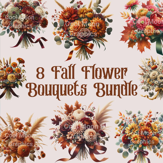 8 Fall Flower Bouquets Bundle digital download product video