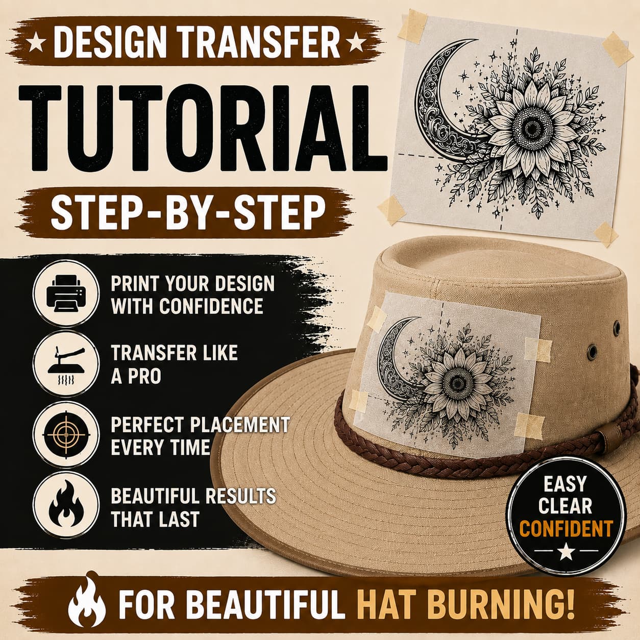Transferring a hat burning design tutorial