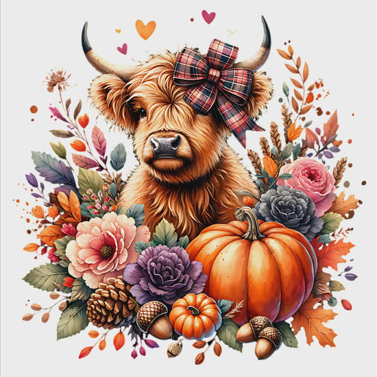 Highland cow and pumpkin autumn design product video
