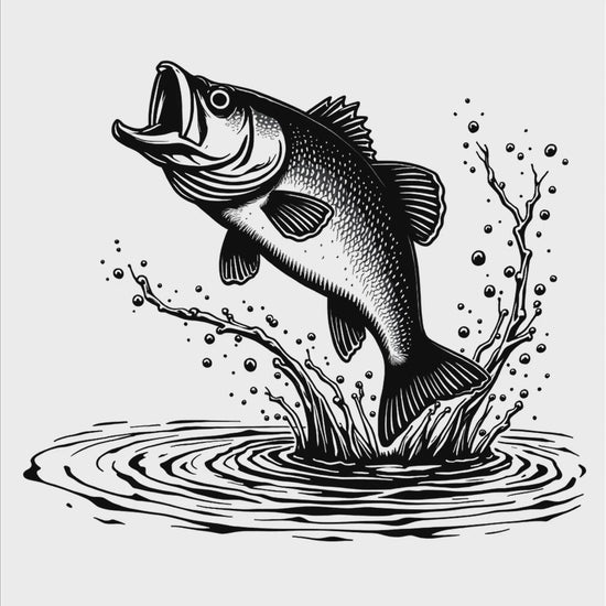 Largemouth bass leaping digital design product video