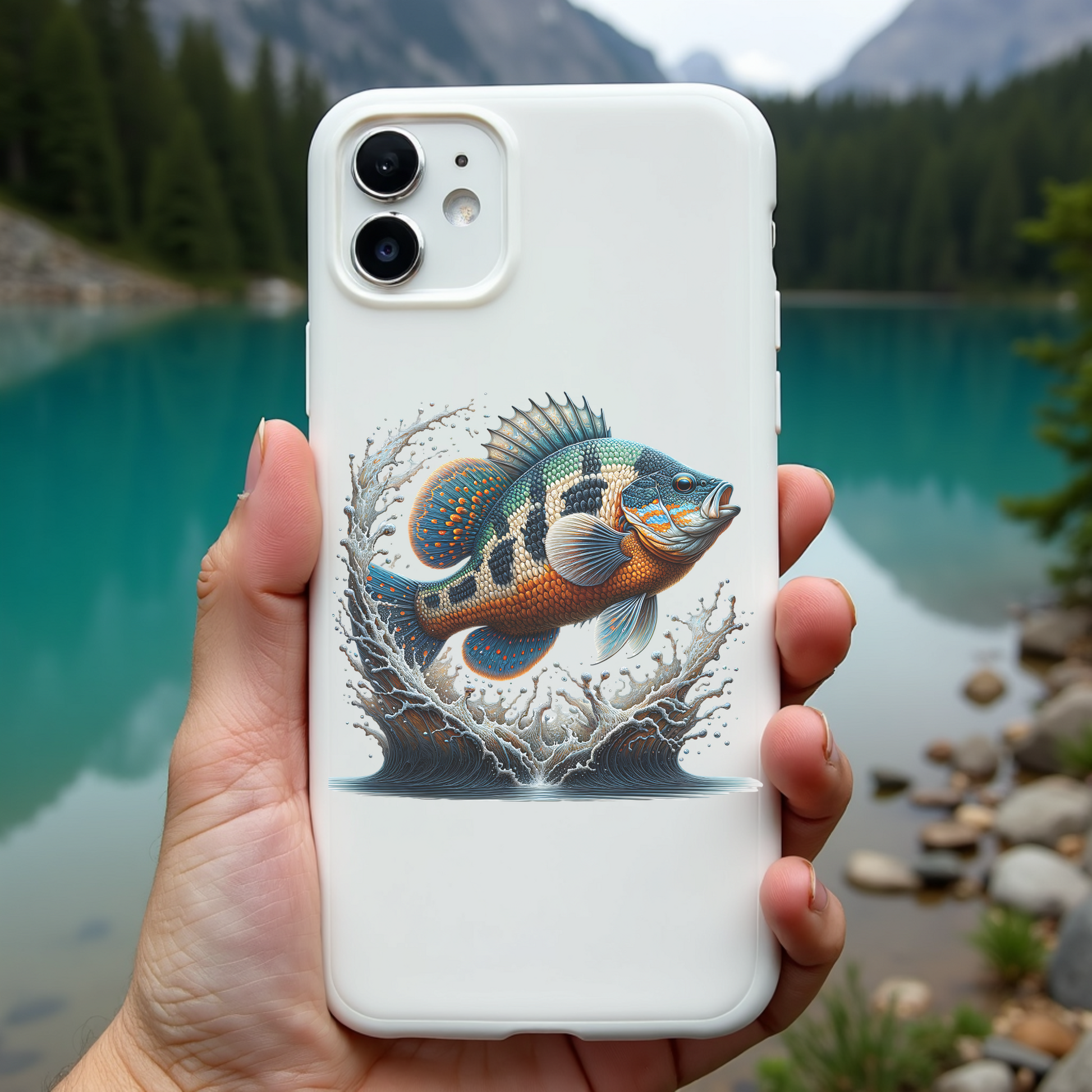 Pumpkinseed Sunfish PNG digital design on a cellphone cover