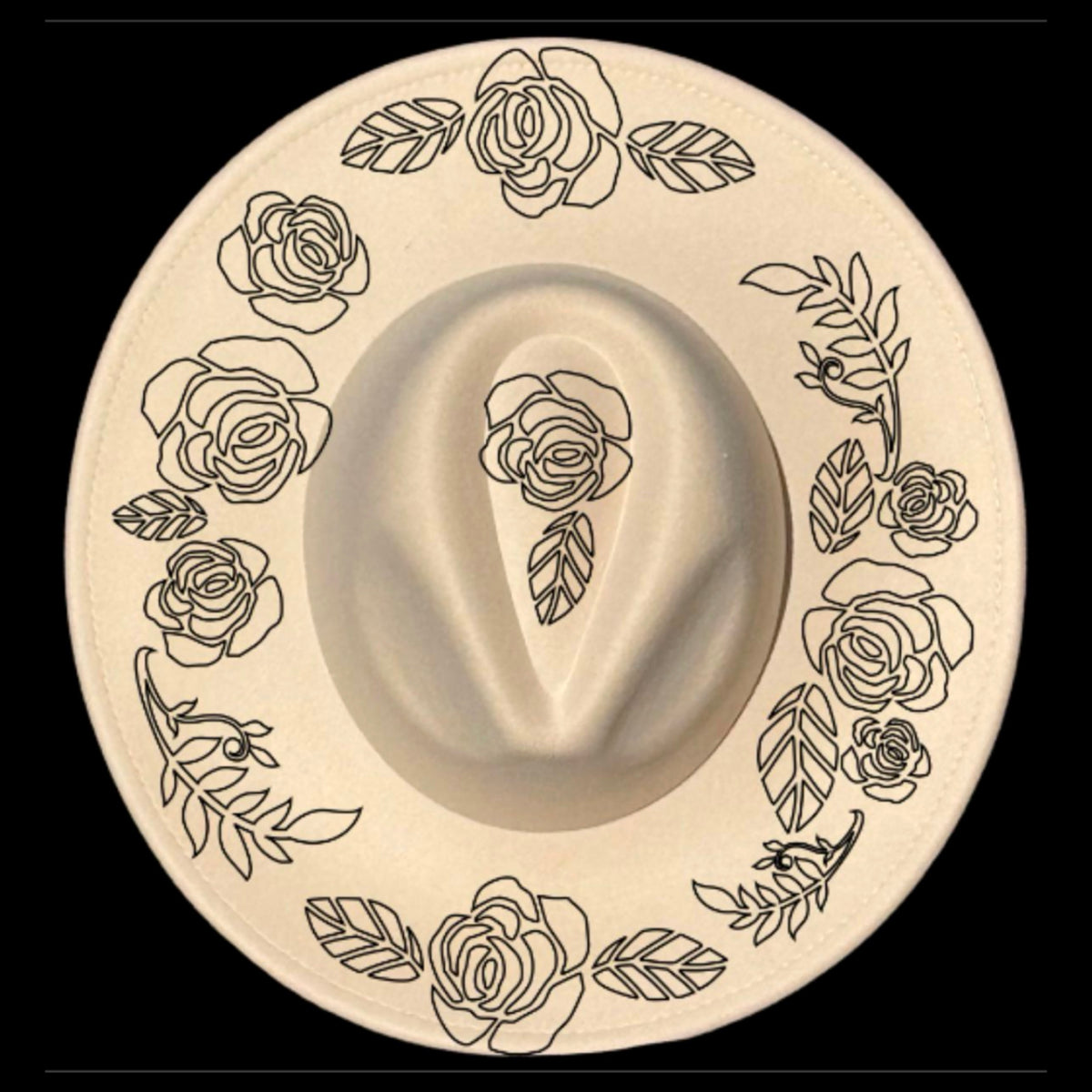 Roses floral design on a wide brim hat