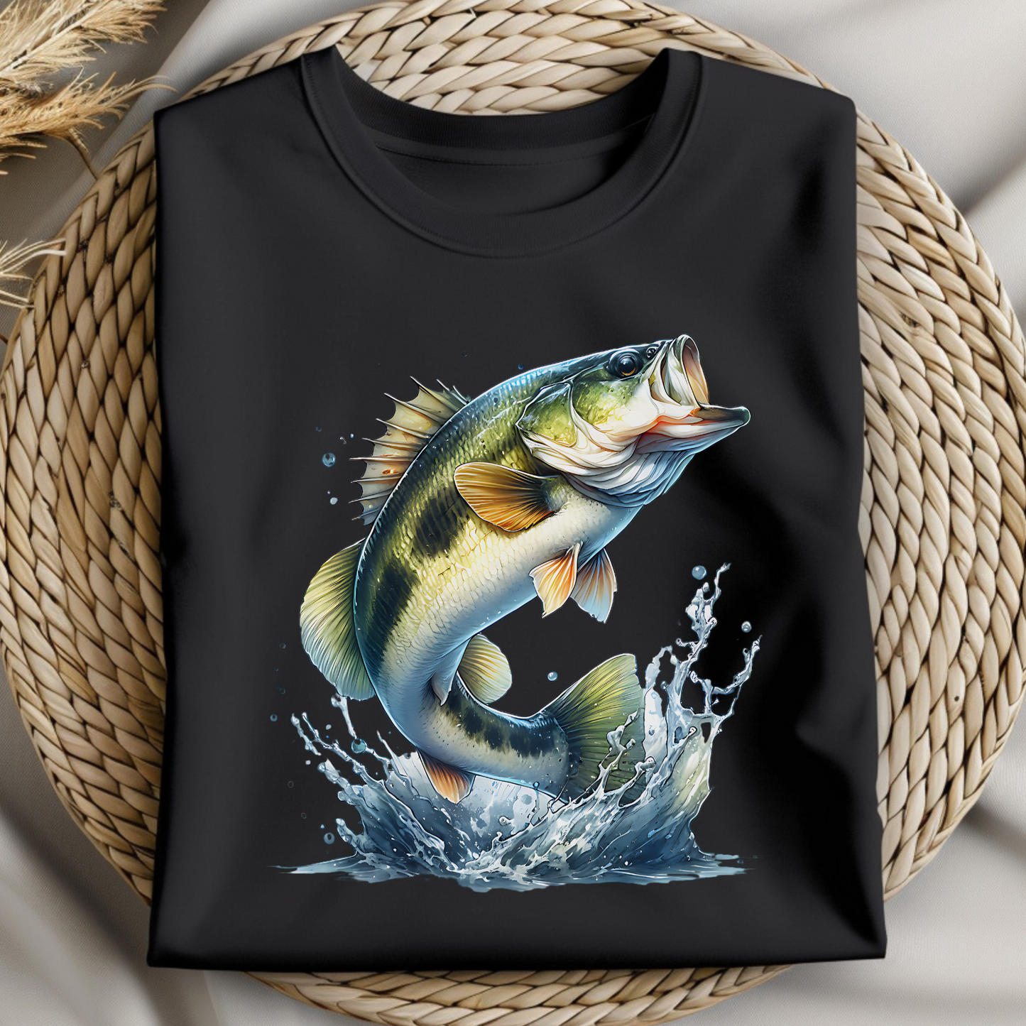 Smallmouth Bass PNG digital design on a folded t-shirt