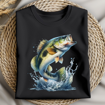 Smallmouth Bass PNG digital design on a folded t-shirt