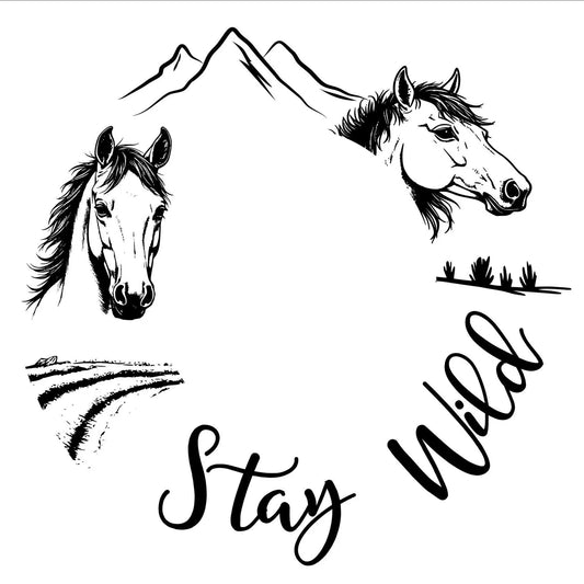 Stay Wild Horses hat burning design for wide brim hats
