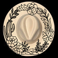 succulent wreath design on a wide brim hat