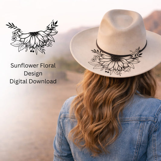 Sunflower Floral Traceable Hat Burning Pattern