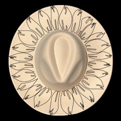 Sunflower leaves pattern on a wide brim hat