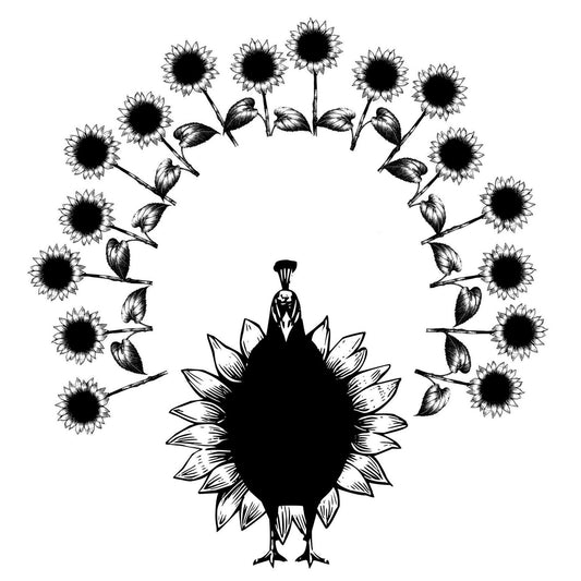 Sunflower Peacock hat burning design for wide brim hats