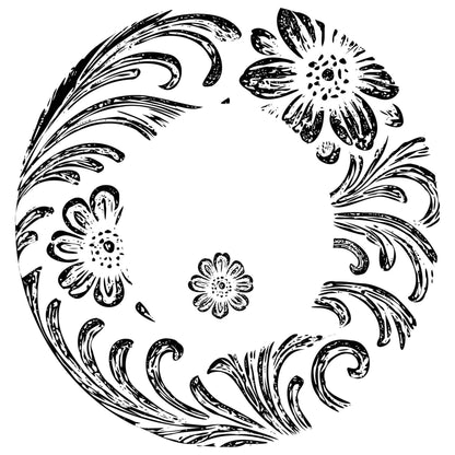 Wide brim hat wreath with floral patterns design on a white background