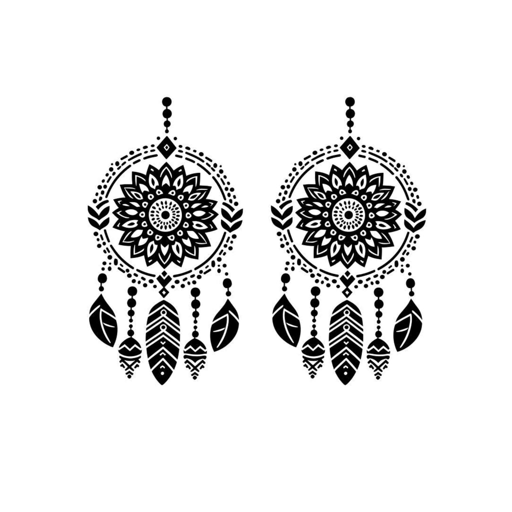 Tribal Dreamcatcher boot burning design.