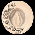 Tulip Spray burned hat burning design on a wide brim hat