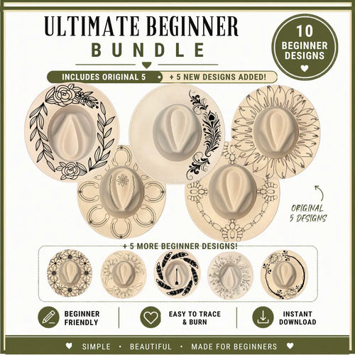 Promotional graphic for 'Ultimate Beginner Bundle' with design templates and features.