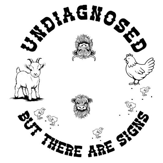 Undiagnosed Animals But There Are Signs digital design for wide brim hats.