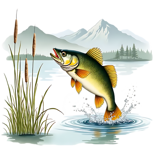 Walleye Leaping PNG digital design