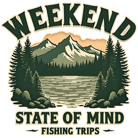 Weekend State of Mind Fishing Trips PNG Vintage Design