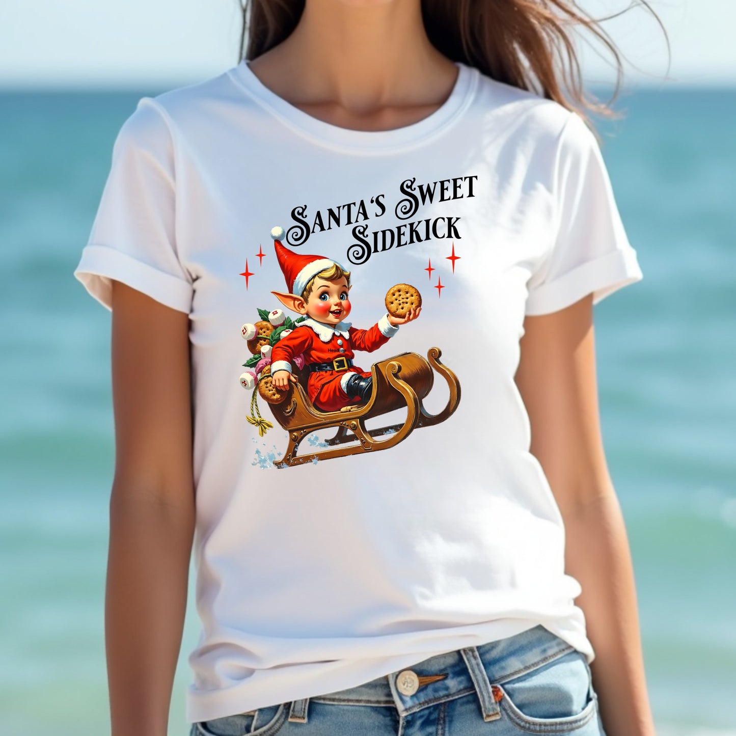 Christmas Elf Sleigh Cookie Vintage Christmas PNG